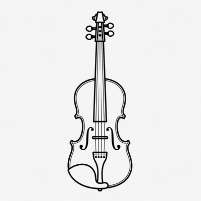 Black Outline Violin Illustration