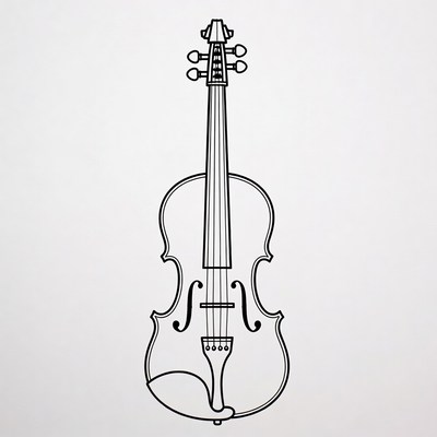 Black Outline Violin Illustration