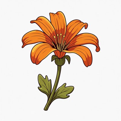Orange Lily Flower Illustration