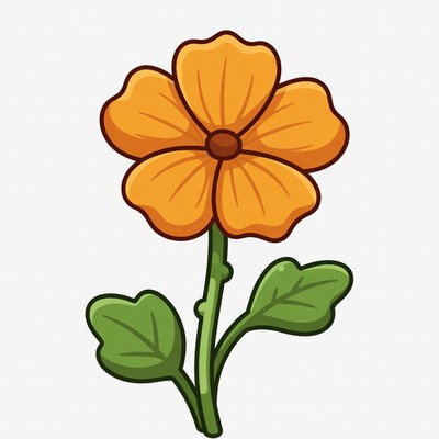 Orange Flower with Green Stem