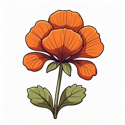 Orange Begonia Flower Illustration