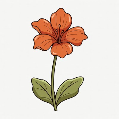 Orange hibiscus flower illustration