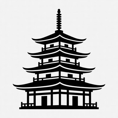 Five-Story Pagoda Silhouette