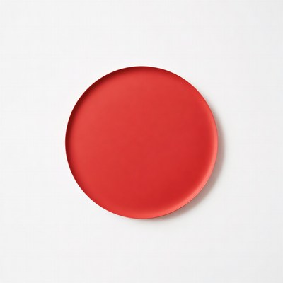 Red Round Plate on White Background