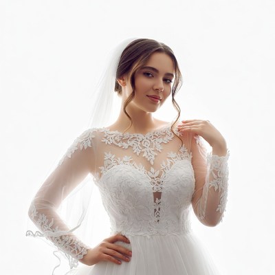 Bride in Lace Wedding Dress