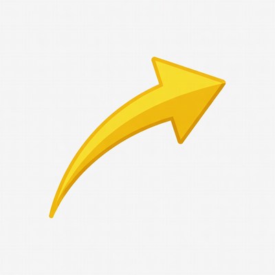 Yellow Curved Arrow Icon