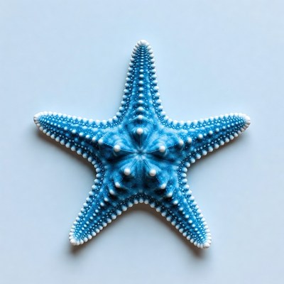 Blue starfish on white background