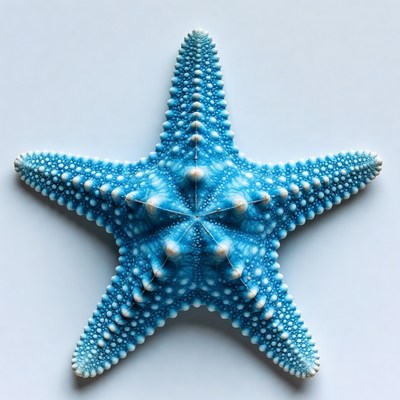 Blue starfish on white background