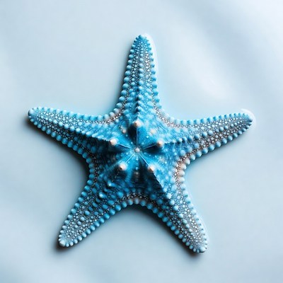 Blue Starfish on White Background