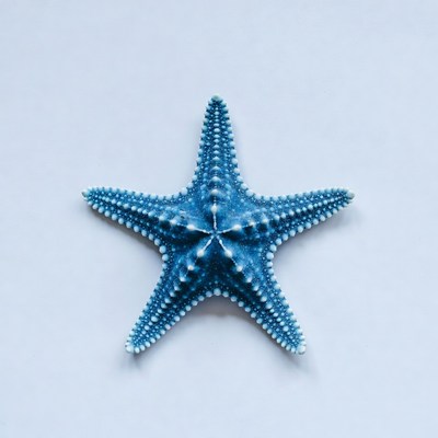 Blue starfish on white background