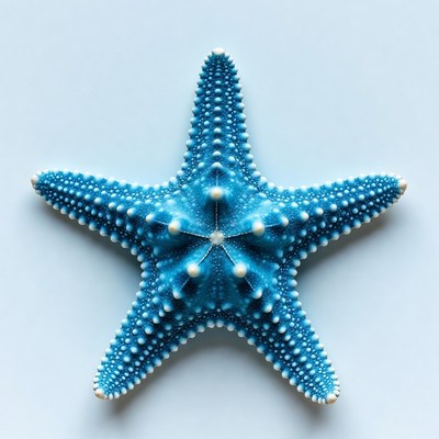 Blue Starfish on White Background