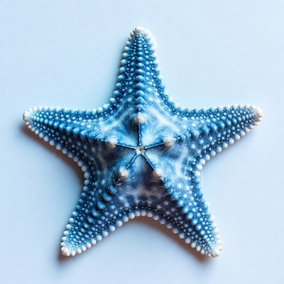 Blue Starfish on White Background