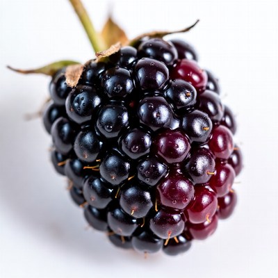 Ripe blackberry on white background