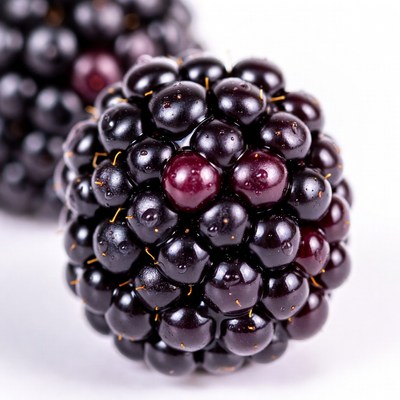 Fresh Blackberries on White Background