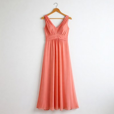 Peach V-Neck Maxi Dress on Hanger