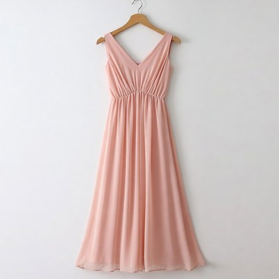 Pink Sleeveless Maxi Dress Hanging