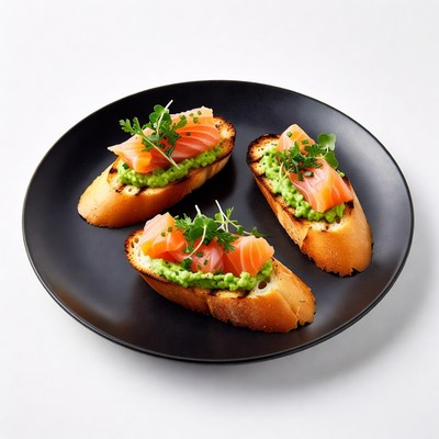 Salmon Avocado Toast on Black Plate