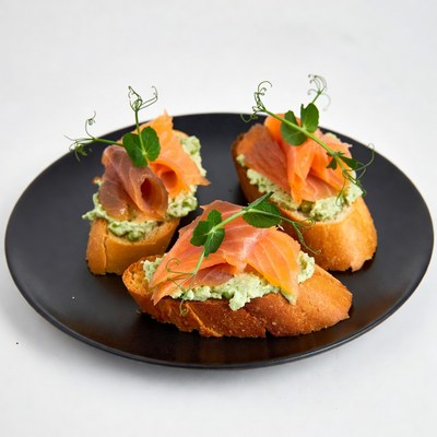 Smoked Salmon Toast with Pea Garnish