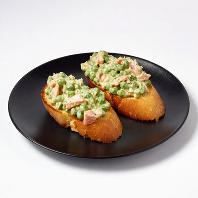 Salmon and Pea Topped Bruschetta