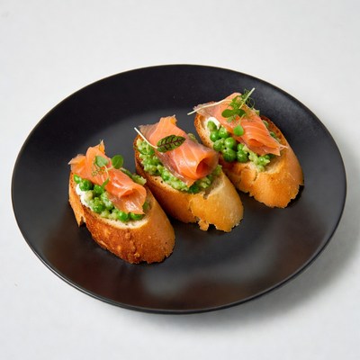 Smoked Salmon Bruschetta with Peas