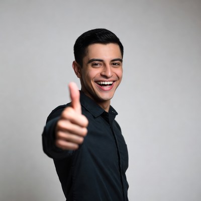 Man giving thumbs up gesture