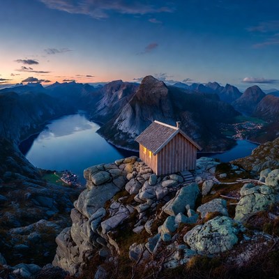 Cozy Cabin on Cliff Overlooking Norwegian Fjord