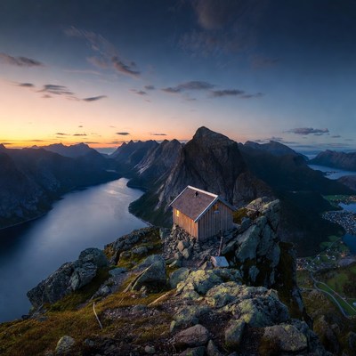 Cabin on Mountain Overlooking Fjord