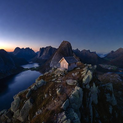 Cabin on Mountain Overlooking Lake