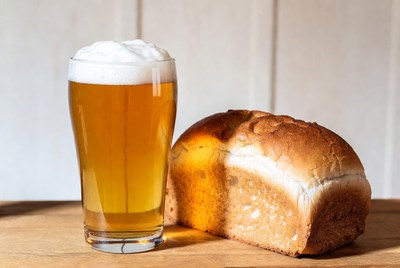 Beer Glass and Fresh Bread Loaf