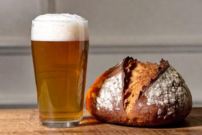 Beer Glass and Fresh Bread Loaf