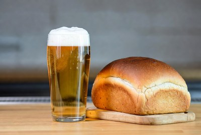 Beer Glass and Fresh Bread Loaf