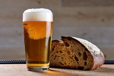 Beer Glass with Sliced Bread