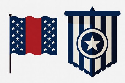 American Flag and Blue Banner Illustration