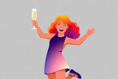 Woman celebrating with champagne glass