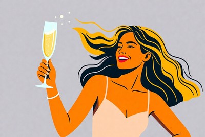 Woman holding champagne glass