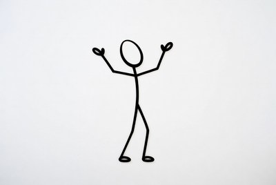 Stick figure man with arms raised