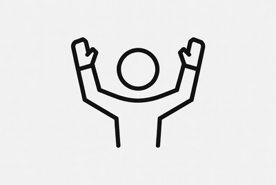 Man raising arms with oven mitts