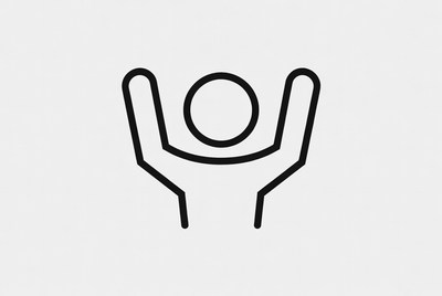 Person raising arms icon