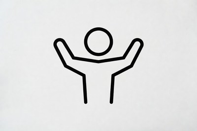 Stick figure raising arms