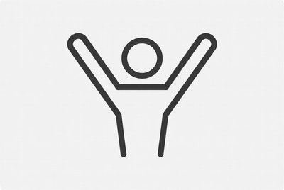 Stick figure raising arms