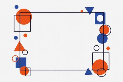 Geometric Orange Blue Border Frame