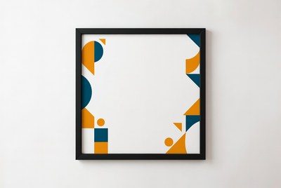Geometric Abstract Art in Black Frame
