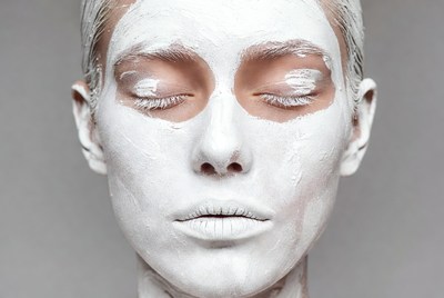 Woman with White Face Mask