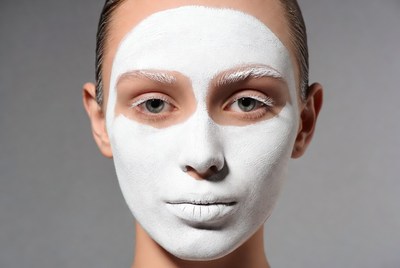 Woman with white face mask