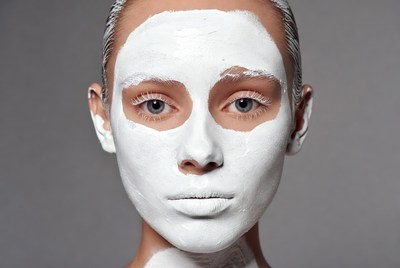 Woman with white face mask