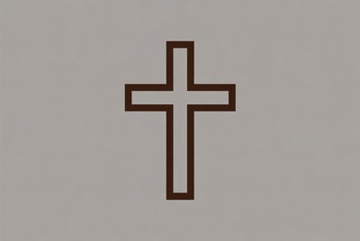 Black Outline Cross on Gray Background