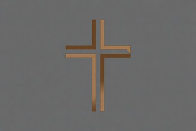 Brown Christian Cross on Gray Background