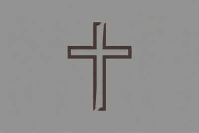 Black Christian Cross on Gray Background