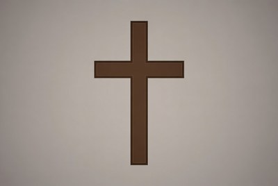 Brown Cross on Gray Background