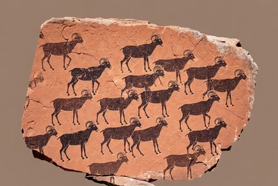 Multiple Ibex Rock Art Engravings